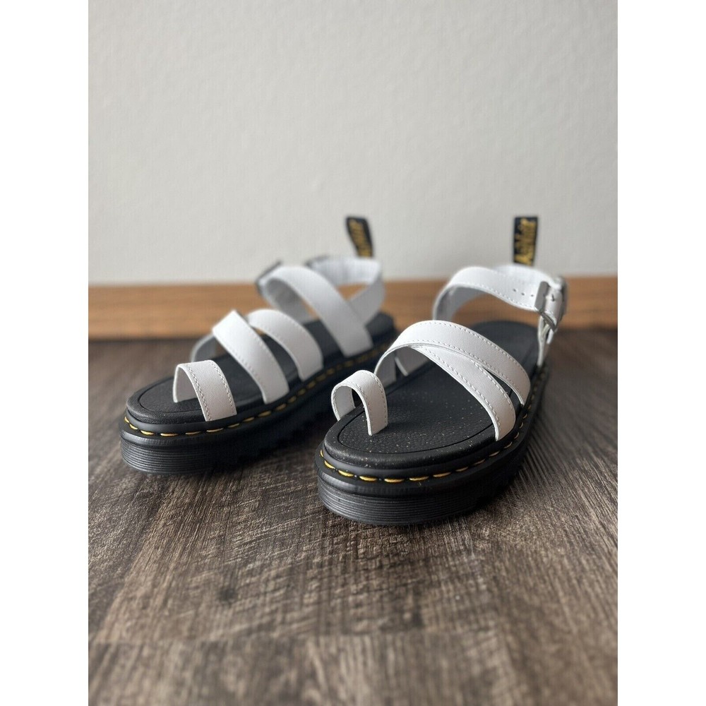 Dr. Doc Martens Avry White Leather Toe Sandals Size 7 Platform